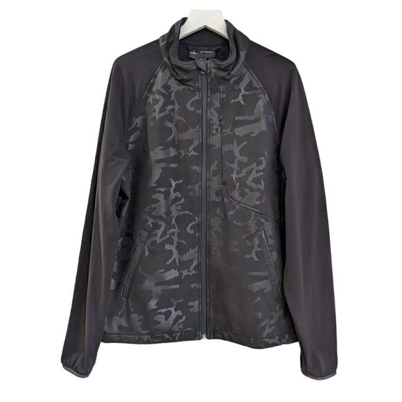 Betabrand x MPG Mens Black Camo Soft Shell Zip up Jacket Size XL LIKE NEW - Picture 1 of 8